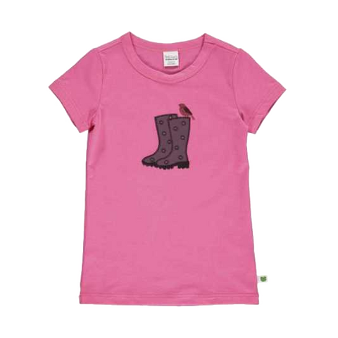 Tricou roz cu imprimeu cizme pentru fete Fred's World