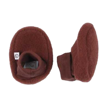 Botoșei maro (fudge) moi, din lână fleece