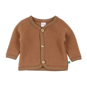Jachetă maro almond din lână fleece pentru bebeluși