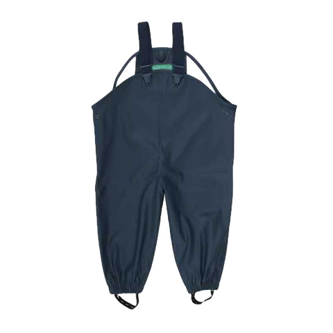 Pantaloni de ploaie bleumarin cu bretele tip salopetă