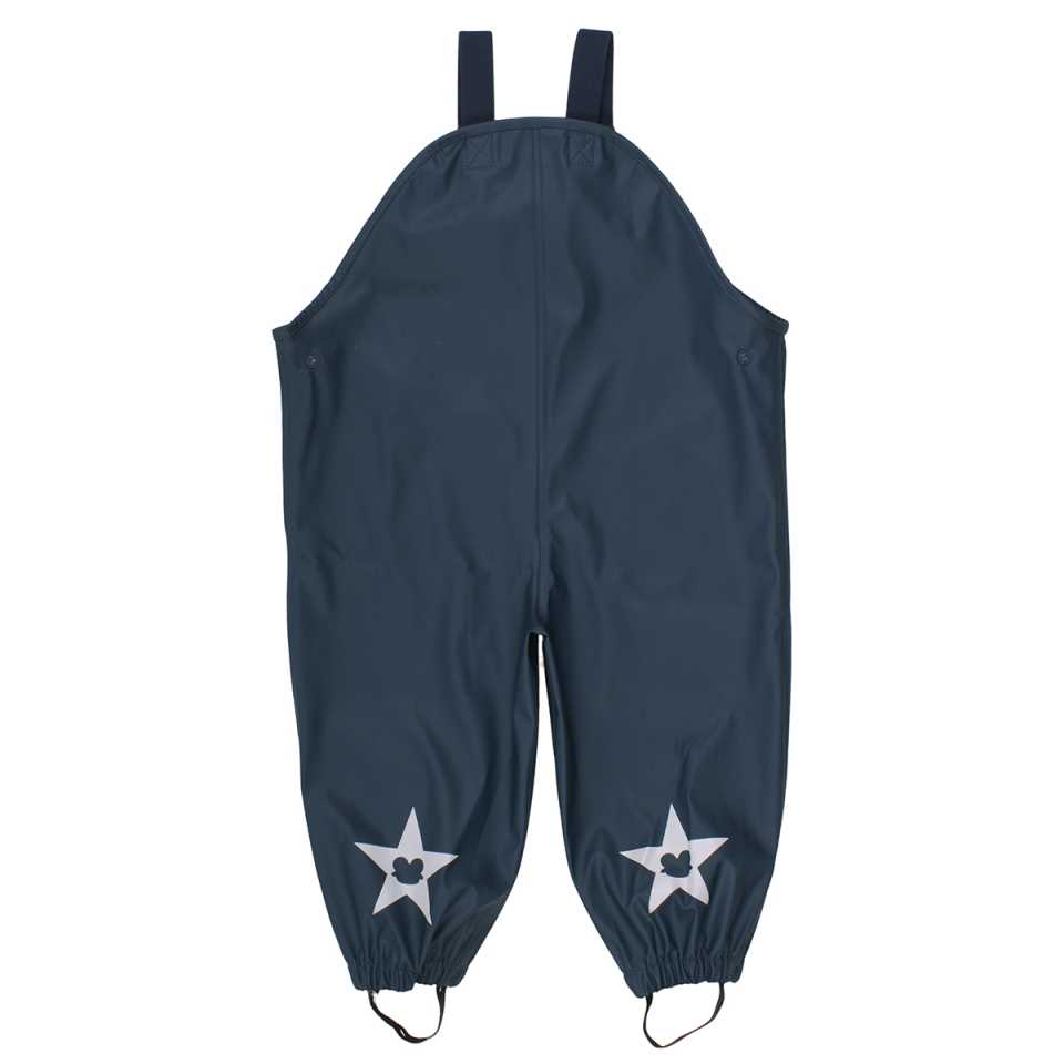 Pantaloni de ploaie bleumarin cu bretele tip salopetă