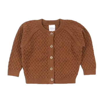 Cardigan maro din bumbac organic tricotat