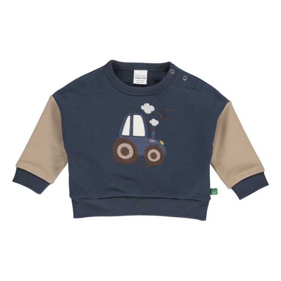Bluză groasă cu imprimeu cusut tractor pentru bebeluși