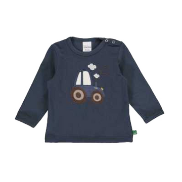 Bluză bleumarin cu imprimeu tractor pentru bebeluși