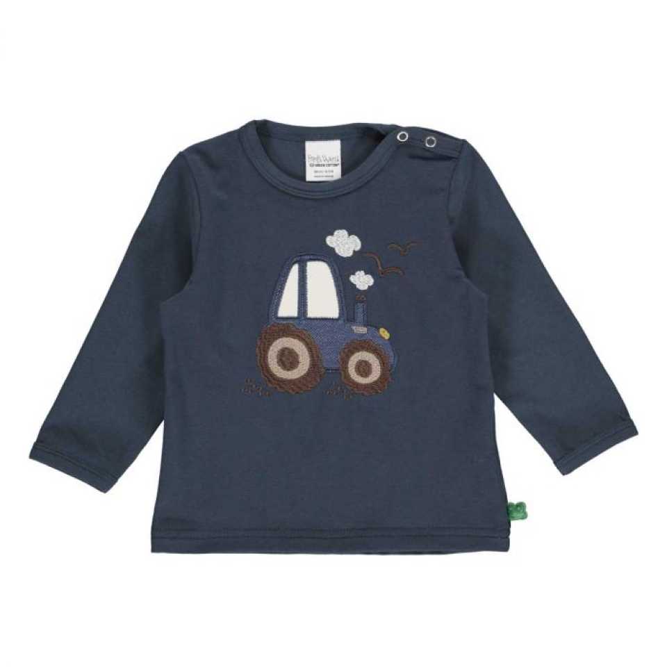 Bluză bleumarin cu imprimeu tractor pentru bebeluși