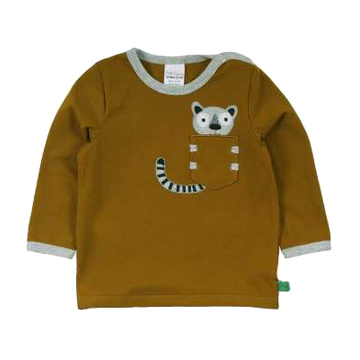 Bluziță pesto cu imprimeu cusut lemur pentru bebeluși