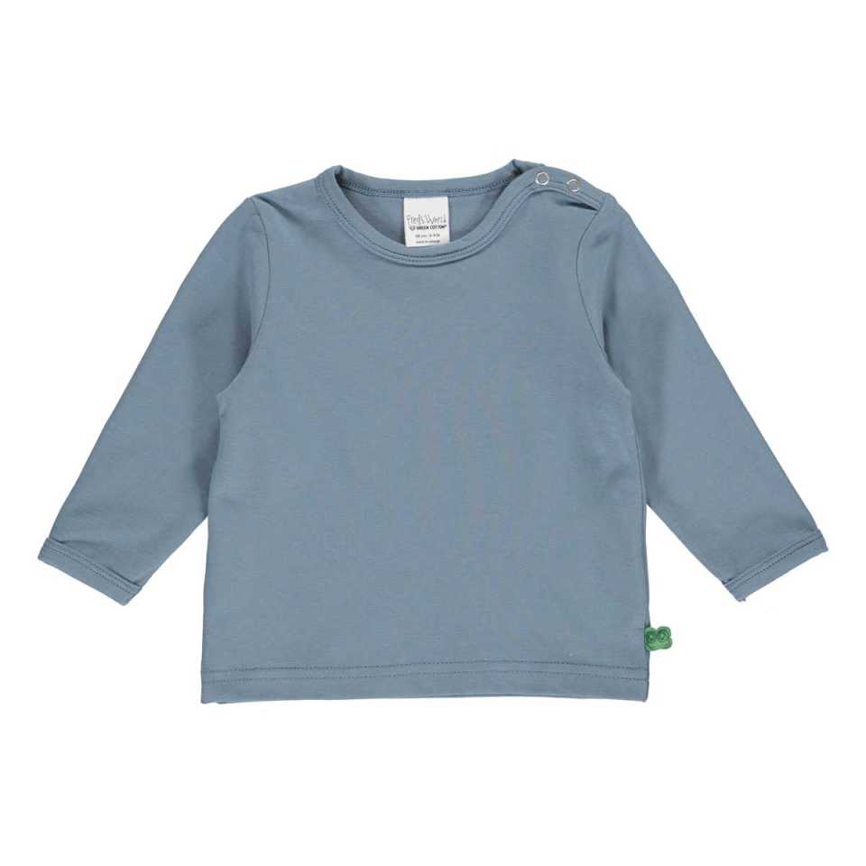 Bluză Alfa albastră (stormy blue) din bumbac organic pentru bebeluși