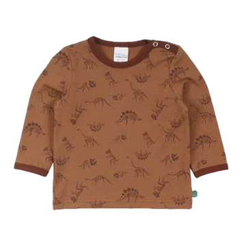 Bluziță maro cu imprimeu dinozauri pentru bebeluși