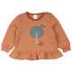 Bluză groasă portocalie cu peplum și imprimeu copac pentru bebeluși