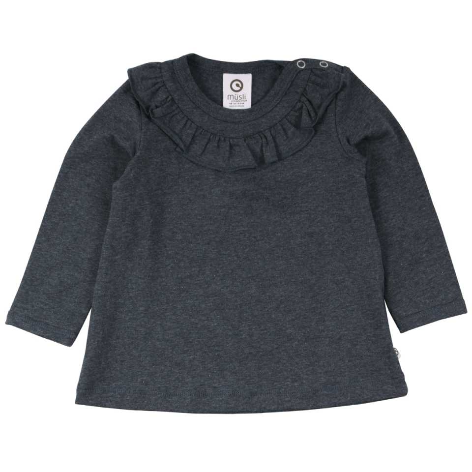 Bluză gri cu volănaș pentru bebeluși