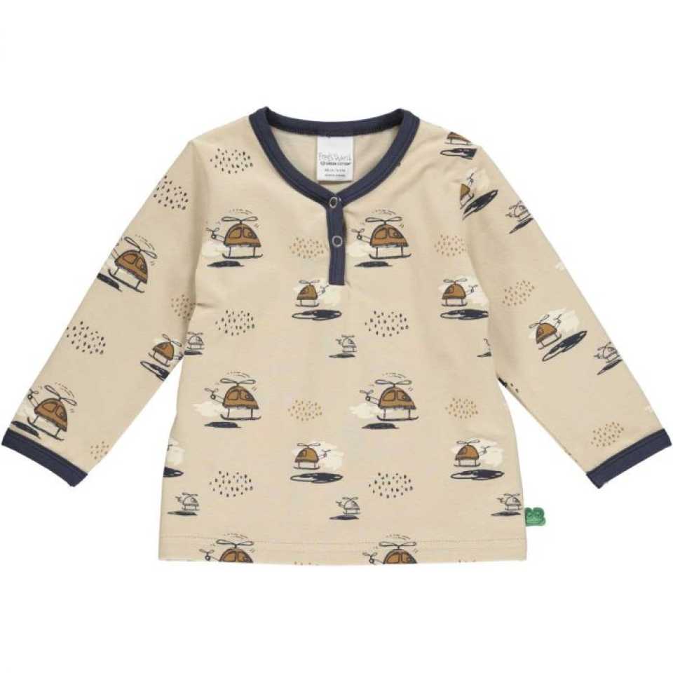 Bluză bej cu imprimeu elicoptere pentru bebeluși