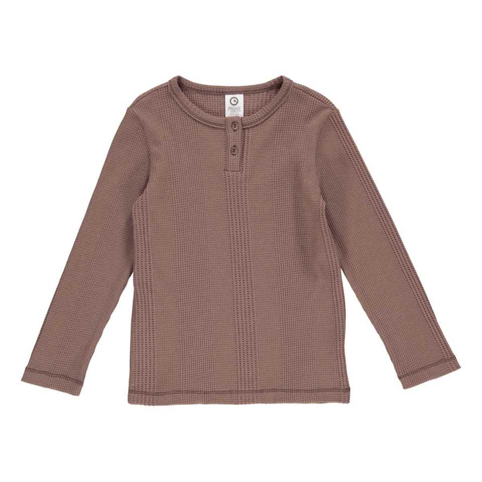 Bluză Waffle Rib maro pentru bebeluși