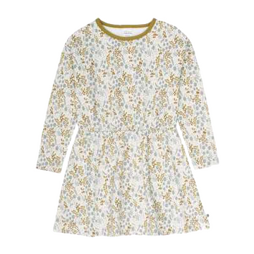 Rochie crem groasă, cu imprimeu vegetal, din bumbac organic