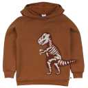 Hanorac maro cu imprimeu dinozaur din bumbac organic