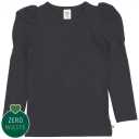 Bluză neagră cu mâneci bufante din bumbac organic