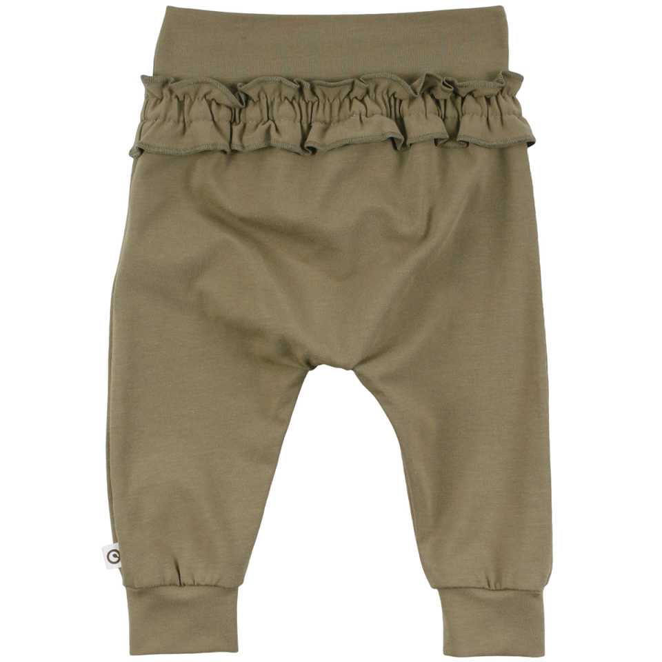 Pantaloni verde închis cu volănaș din bumbac organic
