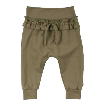 Pantaloni verde închis cu volănaș din bumbac organic