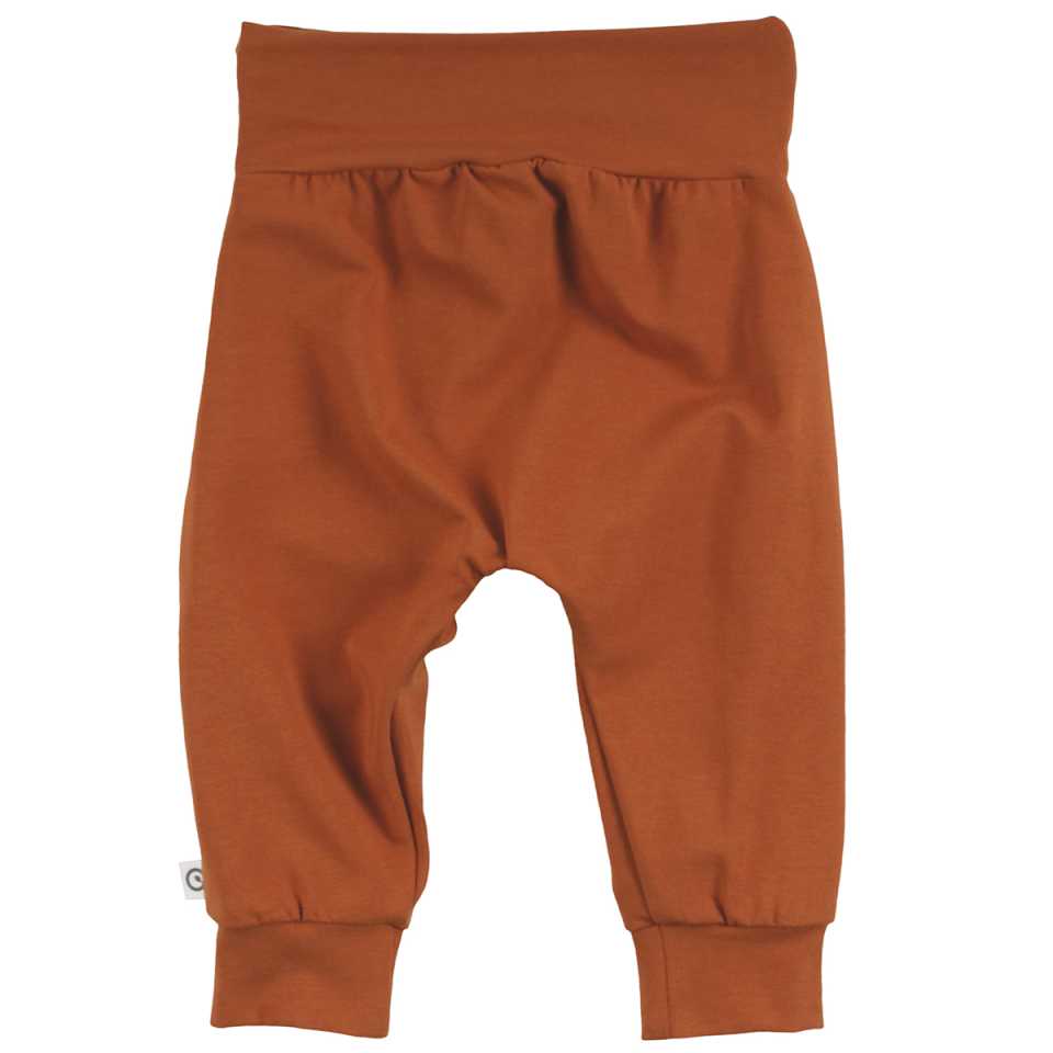 Pantaloni portocalii, confortabili, cu fundă din bumbac organic