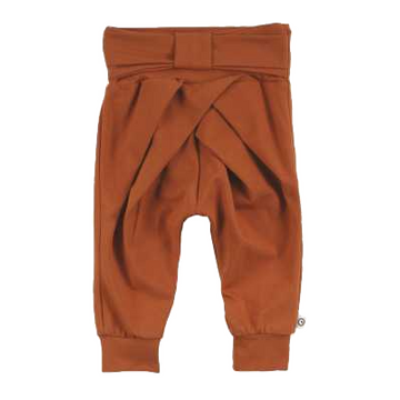 Pantaloni portocalii, confortabili, cu fundă din bumbac organic