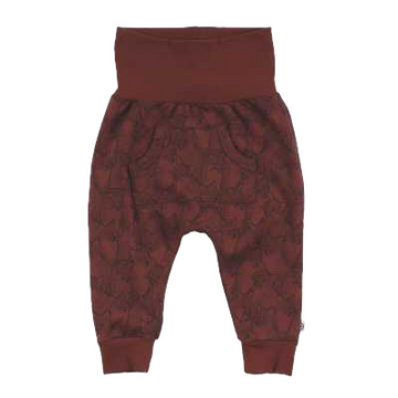 Pantaloni maro fudge cu imprimeu vulpi