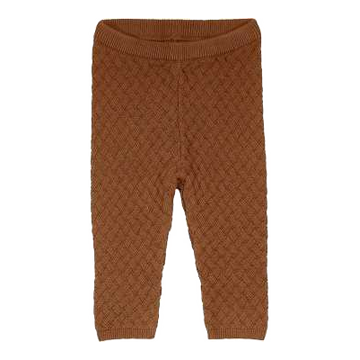 Pantaloni maro din bumbac tricotat pentru bebeluși