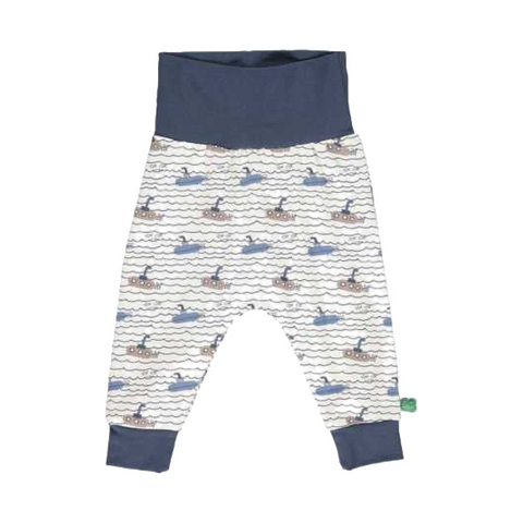 Pantaloni crem cu imprimeu submarine, pentru bebeluși