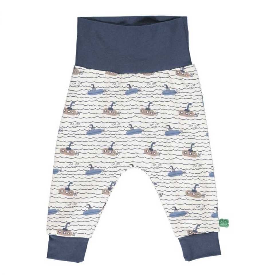 Pantaloni crem cu imprimeu submarine, pentru bebeluși