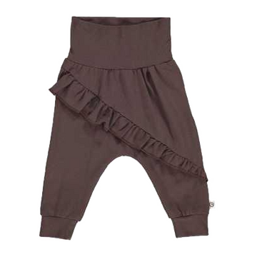 Pantaloni maro închis, confortabili, cu volănaș adorabil