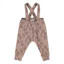 Pantaloni bej cu bretele și imprimeu girafe