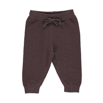 Pantaloni maro închis din bumbac tricotat pentru bebeluși