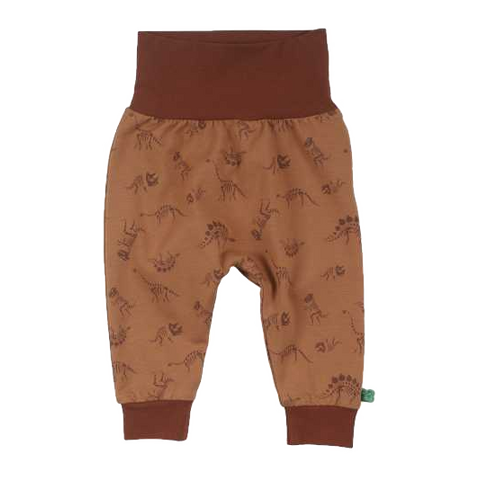 Pantaloni maro cu imprimeu dinozauri, pentru bebeluși