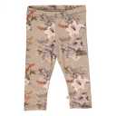 Colanți bej cu imprimeu mare, floral, din bumbac organic