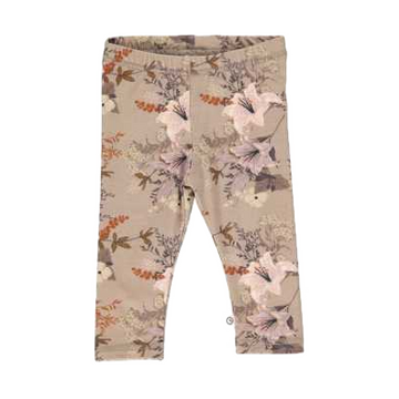 Colanți bej cu imprimeu mare, floral, din bumbac organic