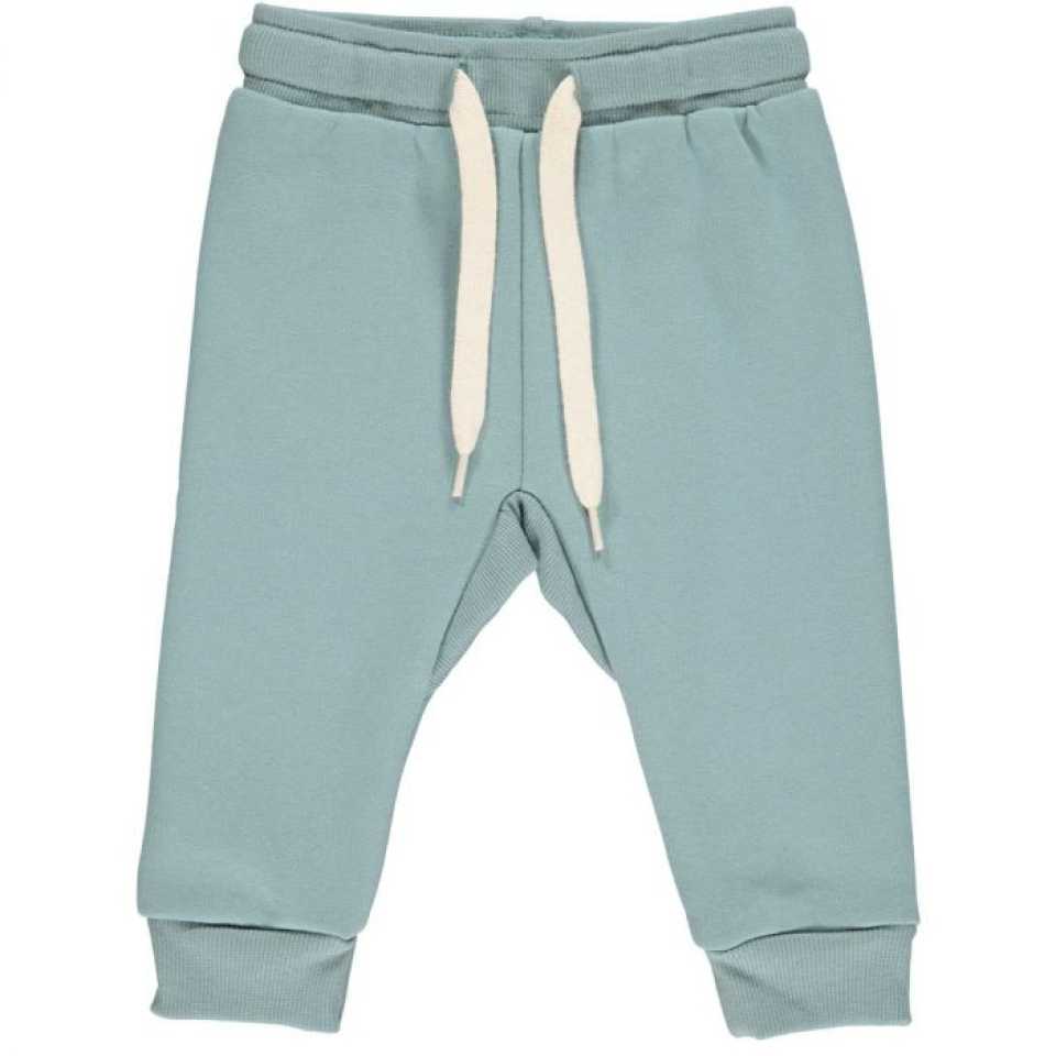 Pantaloni de trening albastru mineral, pentru copii, din bumbac organic