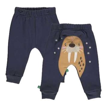 Pantaloni bleumarin groși cu imprimeu morsă