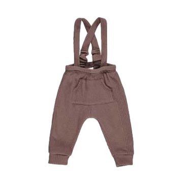Pantaloni cu bretele Waffle rib, maro