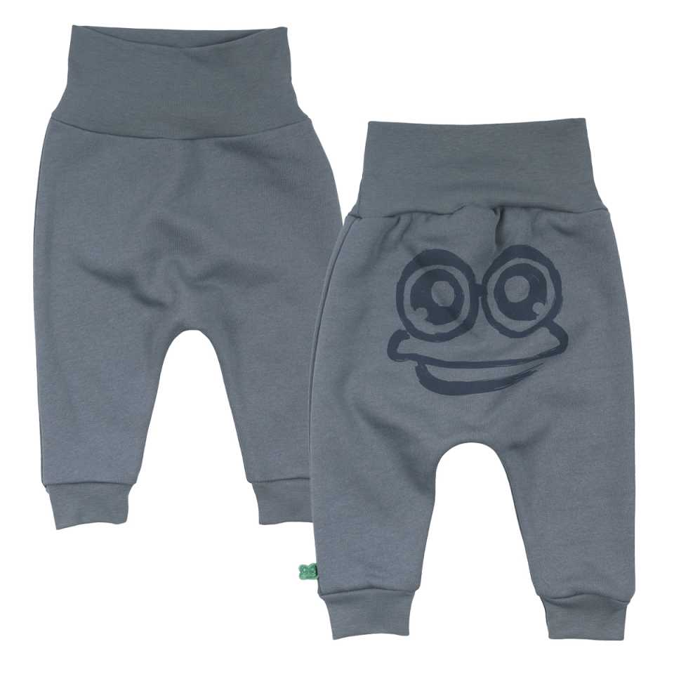 Pantaloni de trening gri-albastru, pentru bebeluși, din bumbac organic