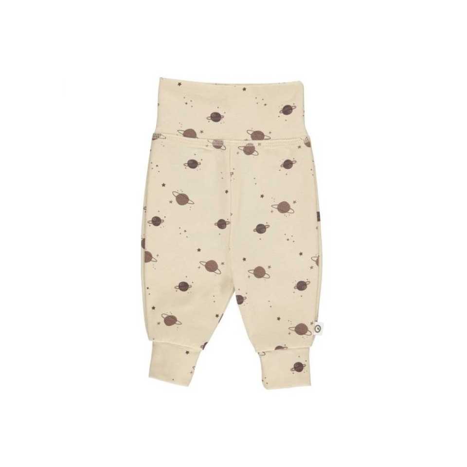 Pantaloni Mini crem cu imprimeu planete, pentru bebeluși