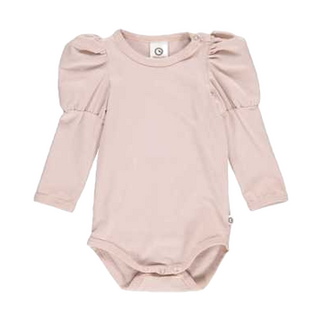 Body roz cu mâneci bufante din bumbac organic