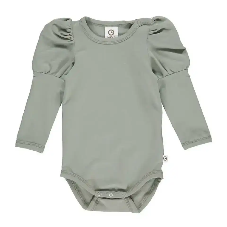Body verde cu mâneci bufante pentru bebeluși