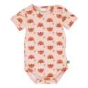 Body roz cu mânecă scurtă și imprimeu păuni