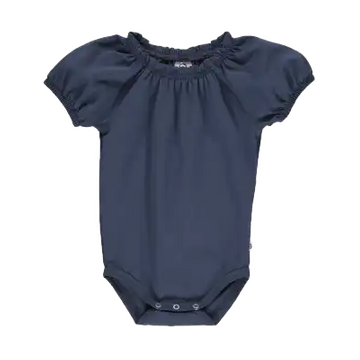 Body bleumarin cu mânecă scurtă bufantă pentru bebeluși