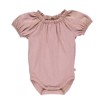 Body roz cu mânecă scurtă bufantă pentru bebeluși