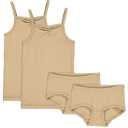 Set bej format din două maieuri și doi chiloți hipster pentru fete