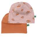 Set două căciulițe (imprimeu arici și portocalie) pentru copii și bebeluși