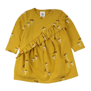 Rochie Chanterelle cu mânecă lungă din bumbac pentru bebeluși și fetițe