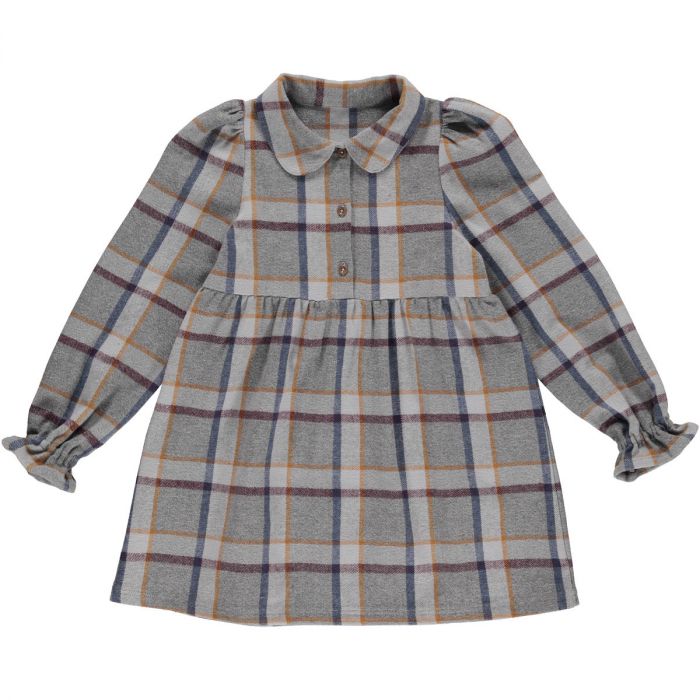 Rochiță cămașă în carouri din bumbac organic