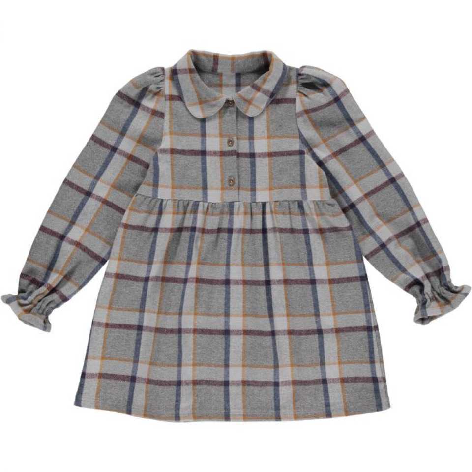 Rochiță cămașă în carouri din bumbac organic