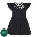 Rochie cu imprimeu cusut flori și mânecă scurtă pentru fete