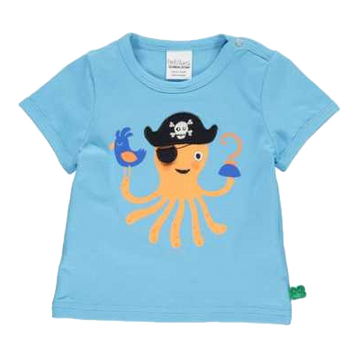 Tricou bleu cu imprimeu caracatiță pirat pentru bebeluși